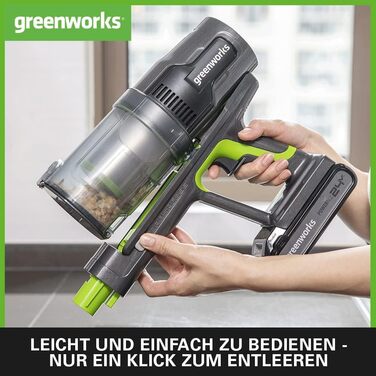 Акумуляторний пилосос Greenworks GD24SV 5-в-1 без акумулятора та зарядного пристрою, 500W, Hepa-фільтр, насадка для шерсті тварин, 3 режими потужності, 45 хвилин роботи