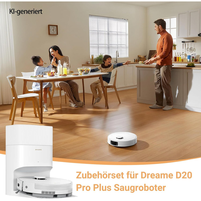 Комплект аксесуарів Dreame L10s Ultra Gen 3/X40 Ultra/X40 Master/Mova P50 Pro/P10 (32 шт): 2 головні щітки, 4 фільтри, 6 серветок для вологого прибирання, 6 бічних щіток, 6 мішків для пилу (сумісний з Dreame D20 Pro Plus)