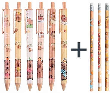 Багатофункціональний шкільний рюкзак Kapibara Jelly Pens, відтінки коричневого та бежевого