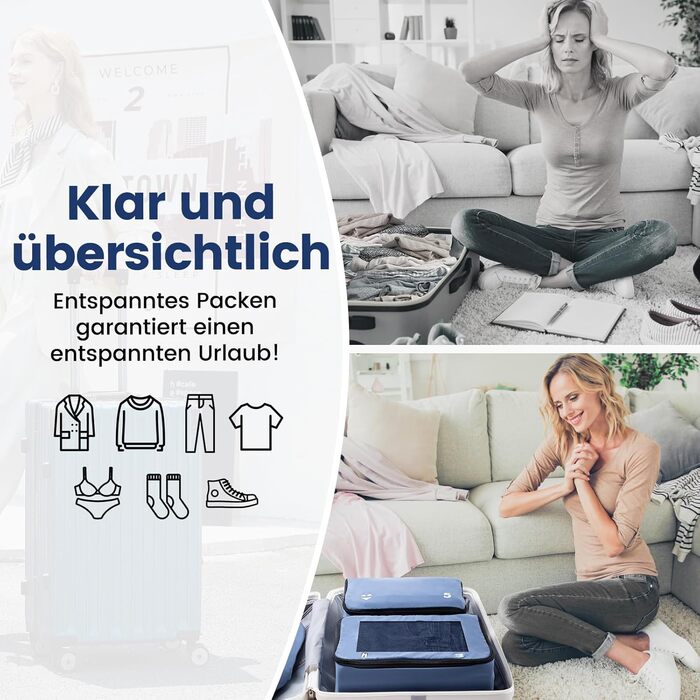 Органайзери для валізи, набір 8 шт. - Packing Cubes для подорожей, валізи та рюкзака (блакитний)