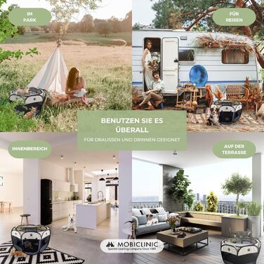 Mobiclinic® Pets: Вольєр для цуценят, розкладний, 114x114x58 см, Scooby, 2 входи, 8 вікон, сірий