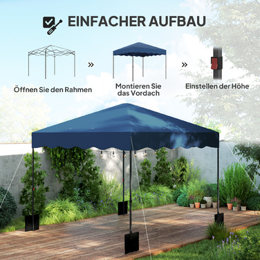 Outsunny Gazebo approx. 3x3m, water-resistant, stable, winter-proof, pop-up folding gazebo with UV protection 50+, foldable party tent, garden tent with carry bag, garden gazebo for camping and garden, Dark Blue | Aosom