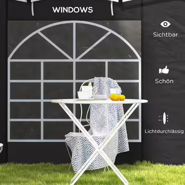 Outsunny 2-Piece Side Panels for Gazebo 3x3/3x6 m, Side Wall with Window and Velcro Closure, Waterproof Side Walls Made of Oxford Fabric, as Wind and Privacy Screen for Party Tent, Black | Aosom