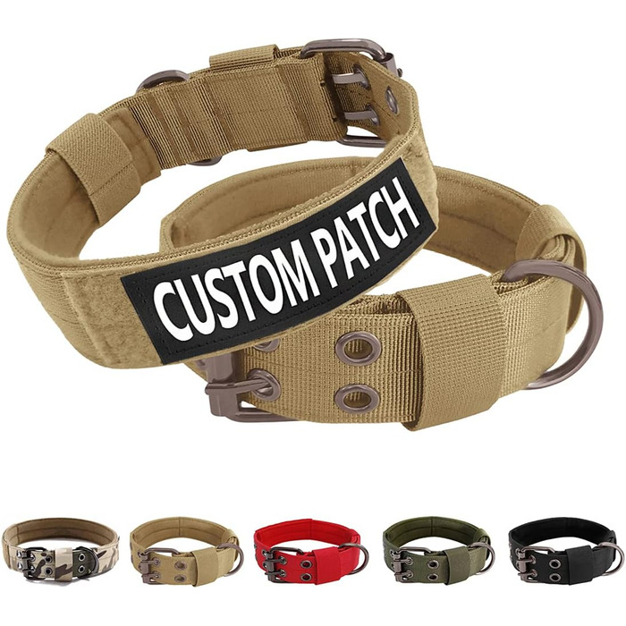 Тактичне нашийник для собак середніх та великих порід, персоналізований з іменем та номером телефону (Style C)