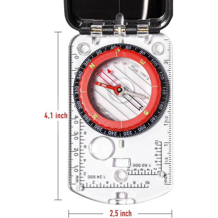 Sight Compass Adjustable Declination – Pathfinder Compass Survival Camping | Base Plate Compass Kids Navigation | Orienteering Compass Hiking Map Reading Military Compass Backpacking