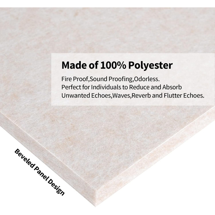 Набір акустичних панелей Rdutuok (12 шт), гексагональні звукопоглинаючі плити 30x26x1 см для студії, офісу та декору стін, колір верблюжий