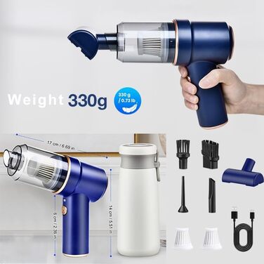 Бездротовий портативний пилосос 2-в-1 для дому, авто та тварин, 15000PA, мокрий/сухий, 120W (фіолетовий)