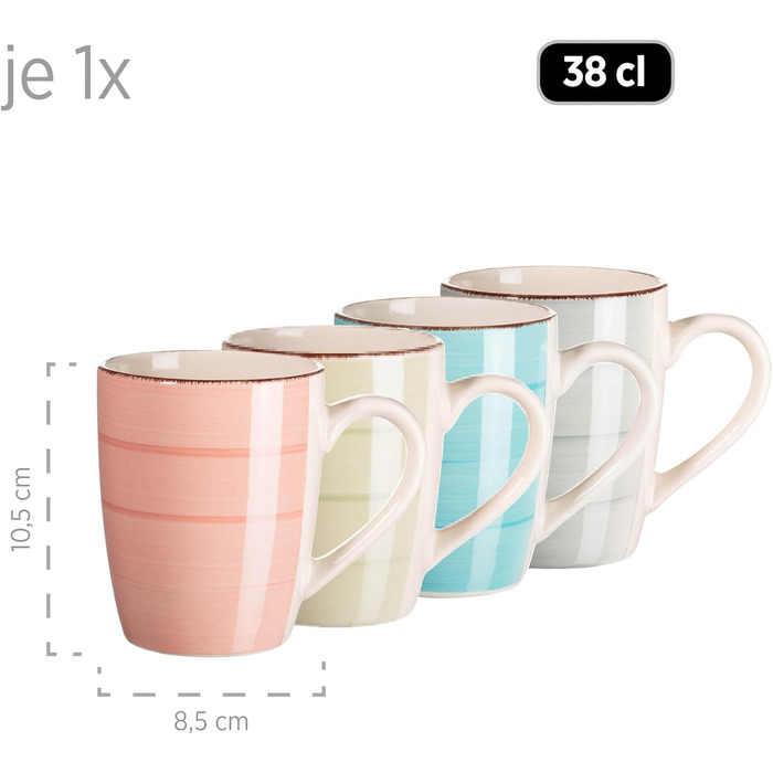 Набір посуду MÄSER Vintage (16 предметів) для 4 осіб, ручна розпис, кераміка, зелено-блакитний (Bel Tempo Ii), стеатова глина, зелений/блакитний/бірюзовий/димно-блакитний