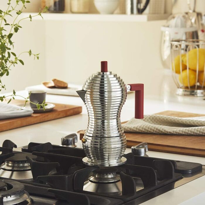 Еспресо-машина Alessi Pulcina MDL02/6 - 6 чашок, червона, литий алюміній