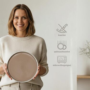 Сервіз Hausfelder на 8 осіб, 32 елементи, кераміка – тарілки, миски, чашки – стійкий до миття в посудомийній машині, сучасний дизайн (Shadow Stone)