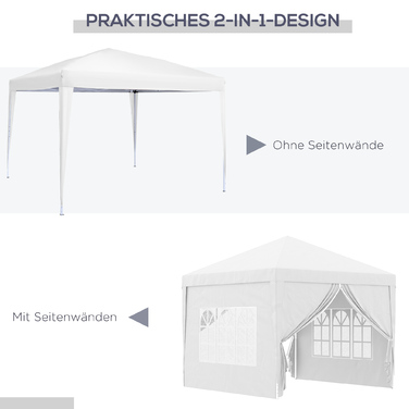 HOMCOM 3x3m Gazebo with 4 Side Walls & Windows, UV Protection, Includes Carry Bag, Steel & Oxford Fabric, White