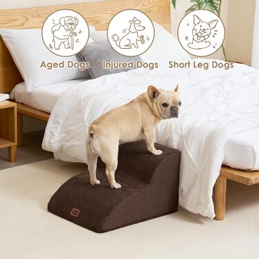 Сходинки для собак EHEYCIGA: компактні, 40 см, для маленьких собак, зручні для софи та ліжка, з антиковзким покриттям, 3 сходинки, сірий колір (40 x 50 x 30 см)