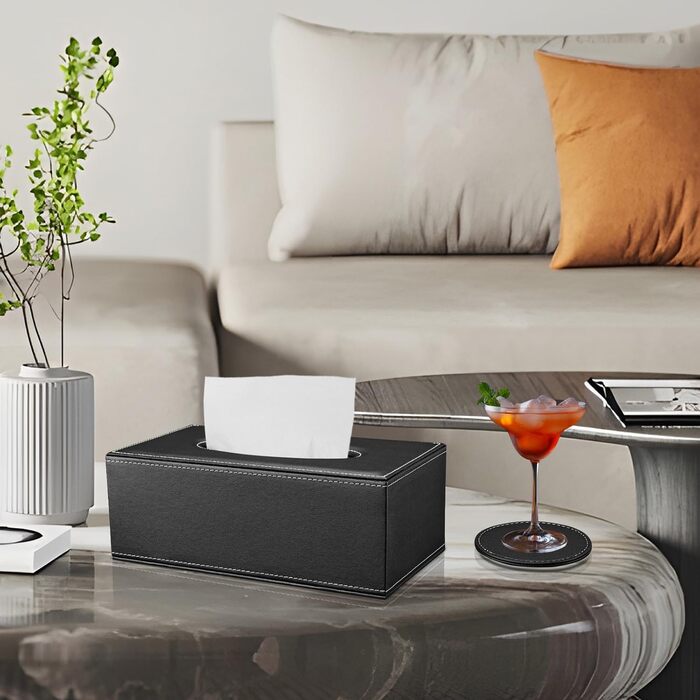 Склянка для серветок, органайзер для тканинних серветок, чорний, 25x13,5x9,5 см (з 4 підставками в подарунок)