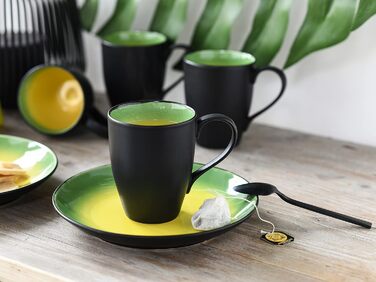 CreaTable Geschirrset HOT GREEN, 16-teilний комбінований сервіз з кераміки, для дому та ресторану