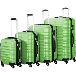Набір валіз Zelsius 4 шт. Рожевий | ABS, з кодовим замком, 4 колеса, перегородка | Ручна валіза, набір валіз, тріумф, велика валіза (зелений)