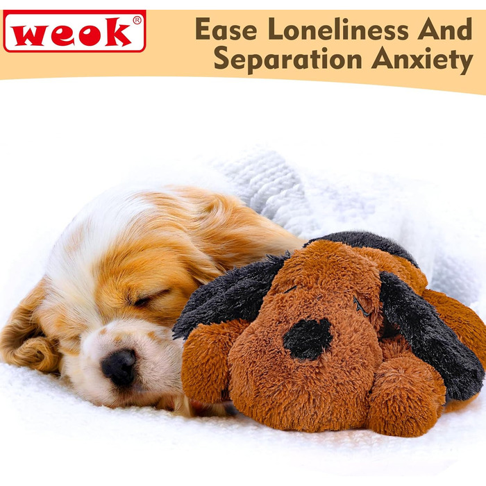 Heartbeat Puppy Plush Dog Toy, Puppy Heartbeat Stuffed Animal for Dogs Anxiety Relief Behavior Aid Toy, Heartbeat Plush Toys for Dogs (dark brown)