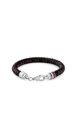 Браслет шкіряний чоловічий Tommy Hilfiger, коричнево-чорний, з нержавіючої сталі