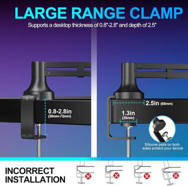 Низькопрофільний мікрофонний важіль, міцний тримач для мікрофону з кріпленням до столу 7 см, адаптери 3/8' та 5/8', для Blue Yeti, подкастів, геймінгу, вантажопідйомність до 2 кг, чорний