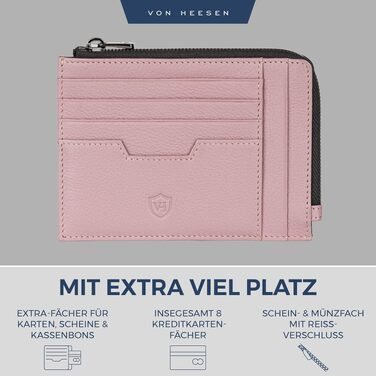 Шкіряний RFID картхолдер VON HEESEN з натуральної шкіри наппа, портмоне для кредитних карток на 9 відділень, унісекс (Колір: Лаванда)