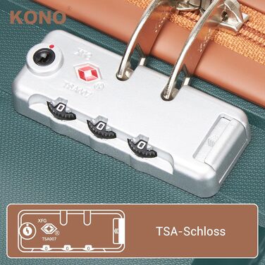 KONO Набір валіз 3 шт: велика, середня, маленька. Валізи з поліпропілену, з TSA замком, 4 колеса, темно-зелений/коричневий.