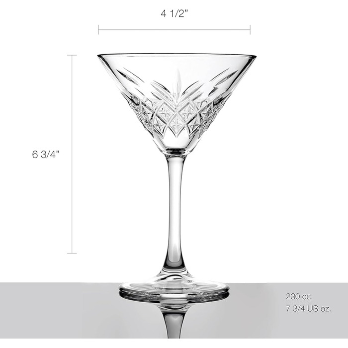 Набір келихів Мартіні 6 шт. 175 мл, келихи Cosmopolitan, келихи для коктейлів, келихи для вечірок (без свинцю, придатні для миття в посудомийній машині)