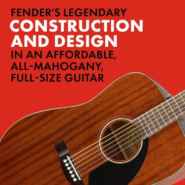 Акустична гітара Fender CD-60S Dreadnought з палісандровою накладкою, махагоні, натуральний колір, повний розмір, 970110022. Безкоштовні онлайн-уроки в комплекті