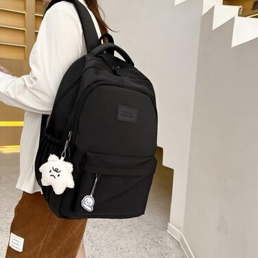 Шкільний рюкзак для дівчаток та хлопців підлітків, рюкзак для жінок та чоловіків, рюкзак для ноутбука 15,6 дюймів, повсякденний туристичний рюкзак, водонепроникний рюкзак, рюкзак для коледжу (#2 Чорний-a)