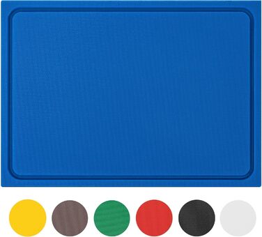 Пластикова кухонна обробна дошка синя 45x30x2 см, товста, для риби, з канавкою для соку, HACCP, безпечна для посудомийки, не тупить ножі