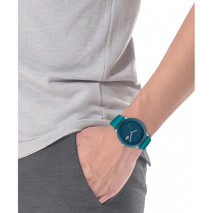 Годинник Lacoste чоловічий кварцовий з колекції Lacoste.12.12. Стильний силіконовий ремінець з текстурою Petit Piqué (Turquoise)