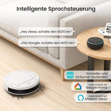 Робот-пилосос LEFANT M210P: потужність 2200 Pa, Wi-Fi, Bluetooth, керування через додаток, 6 режимів, автоматична зарядка, ідеальний для шерсті тварин та твердих підлог