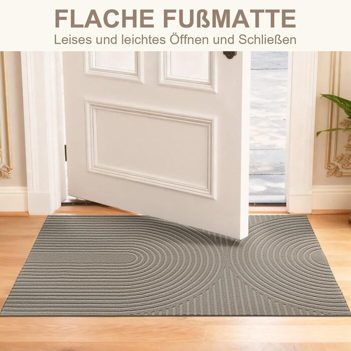 Килимок примічний та вуличний FEOMOS 80x120 см, протиковзний вологопоглинаючий килим для вхідних дверей, коридору, балкона та кухні, бежевий, придатний для прання