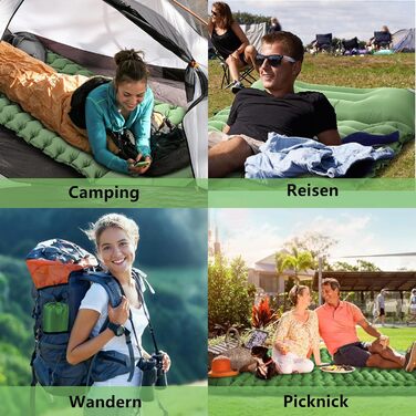 Надувний килимок для кемпінгу Isomatte - самонадувний, 9 см, для авто, намету, трекінгу, пляжу (зелений)