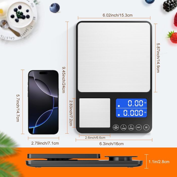 Цифрова кухонна вага 10 кг з LCD дисплеєм та функцією тарування, для випічки, приготування їжі та зважування ювелірних виробів, з точністю 1 г (срібна - K700H)