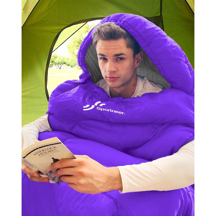 3-4 Season Sleeping Bag - Waterproof, Lightweight Sleeping Bag for Camping, Travel & Outdoor Activities - 220x84cm, 1.9KG (Violet)
