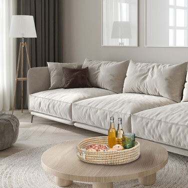 Круглий піднос для сервірування Relaxdays з ручками