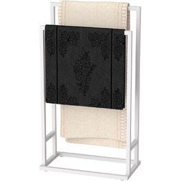 Підставка для рушників на підлозі, металева, з 2 перекладинами, для ванної кімнати, стабільна, економна, індустріальний стиль (білий)