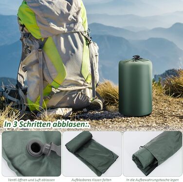 Каремат самонадувний Camping 2025, 12 см, з підголівником 16 см та помпою - для туризму, пляжу, кемпінгу. Ультралегкий, міцний