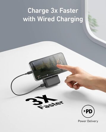 Anker Power Bank 10000mAh Магнітний, Бездротовий, для iPhone 13/12, Чорний