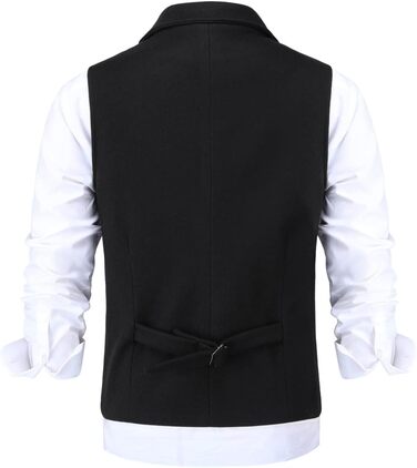 Жилет чоловічий Allthemen Revers Tweed Вовна, для костюма, формальний, Regular Fit, Retro, Business, весілля (XL, Чорний)