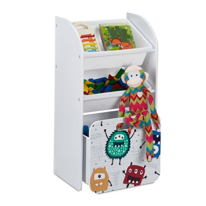 Relaxdays Slim Children's Shelf with Monsters