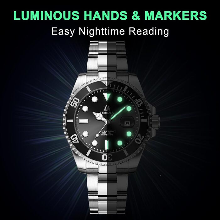 Чоловічий годинник LN LENQIN: Водонепроникний, кварцовий, з нержавіючої сталі, чорний | Годинник для чоловіків