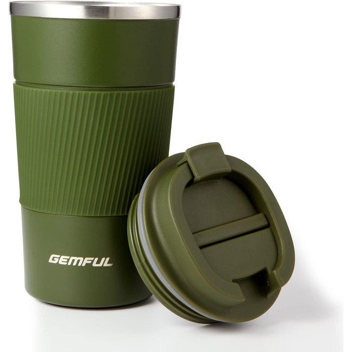 Термокружка з нержавіючої сталі 510 мл Gemful для подорожей та дому (зелена)