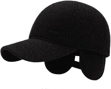 Кепка YAMEE для чоловіків, зимова бейсболка з відкидним навушником, тепла шапка-кепка, чорний (2074)