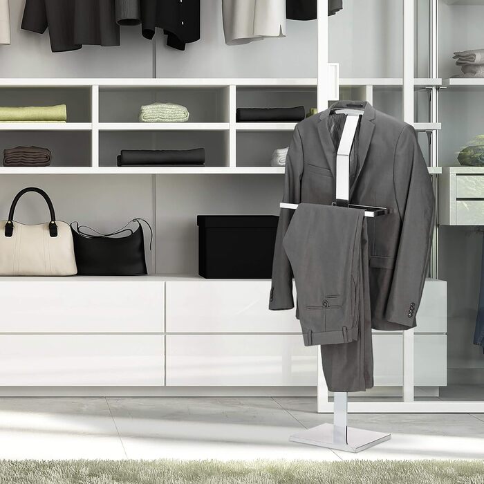 Relaxdays Valet Stand, Clothes Rack made of Metal, Silent Butler Freestanding, Clothes Butler, HBT: approx. 111 x 45 x 21 cm