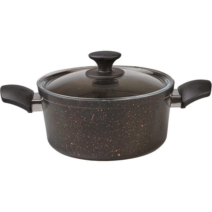 Набір кухонного посуду Karaca Biogranit, 7 предметів, чорний/золотий, з антипригарним покриттям, для індукційних плит, граніт