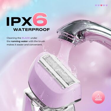 Електричний жіночий епілятор: тример для бікіні та тіла, бездротовий, для ніг та під пахви, мокрий/сухий, світло-фіолетовий