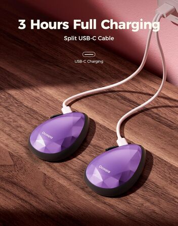 Електричні грілки для рук OCOOPA 2 шт. - стильні, у формі діаманта з магнітом, акумуляторні, для жінок, подарунок, Raynaud, піші прогулянки, кемпінг, лавандовий колір