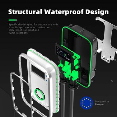 Зарядна станція для електромобіля 11 кВт, 32A, Type 2, WiFi, APP - EV Wallbox 230V (6м)