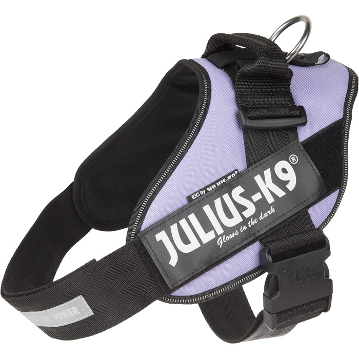 Шлейка Julius-K9 IDC Powergeschirr для собак з двома безкоштовними нашивками, розмір 0, M/розмір 0 (обхват грудей: 58-76 см), фіолетова