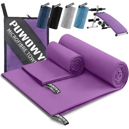 Набір рушників з мікрофібри PUWOWYE (2 шт.): великий (160x80 см) + маленький (80x40 см), швидковисихаючі, для спорту, відпочинку, подорожей